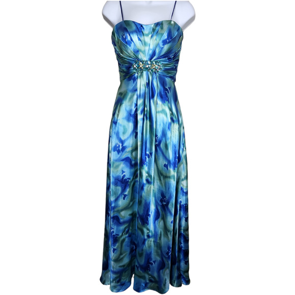 Cache Dresses & Skirts - Cache Floor Length Strapless Long Dress Blue Green 2